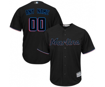 Youth Customized Replica Jersey Black Baseball Alternate Miami Marlins Cool Base