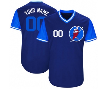 Cubs Blue Men's Customized M&N New Design Jersey