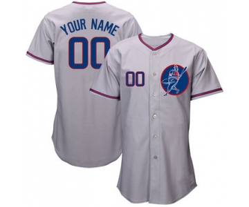 Cubs Gray Men's Customized Cool Base New Design Jersey