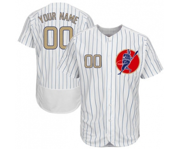 Cubs White Gold Program Men's Customized Flexbase New Design Jersey