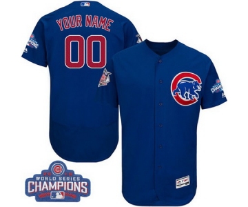 Men's Chicago Cubs Custom Royal Blue Majestic Flex Base 2016 World Series Champions Authentic Collection MLB Jersey