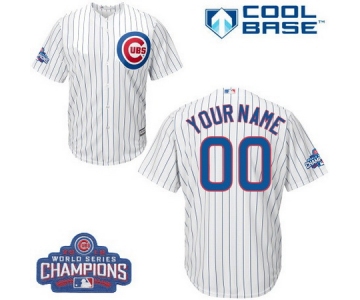 Men's Chicago Cubs Custom White Home 2016 World Series Champions Majestic Cool Base MLB Jersey