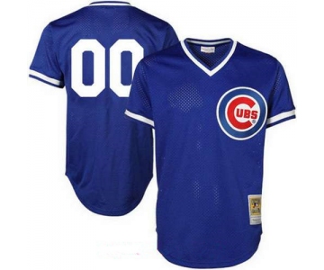 Men's Chicago Cubs Royal Blue Mesh Batting Practice Throwback Majestic Cooperstown Collection Custom Baseball Jersey