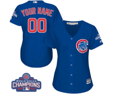 Women's Chicago Cubs Custom Royal Blue 2016 World Series Champions Majestic Cool Base MLB Jersey
