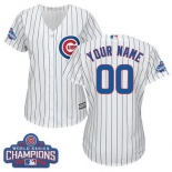 Women's Chicago Cubs Custom White Home 2016 World Series Champions Majestic Cool Base MLB Jersey