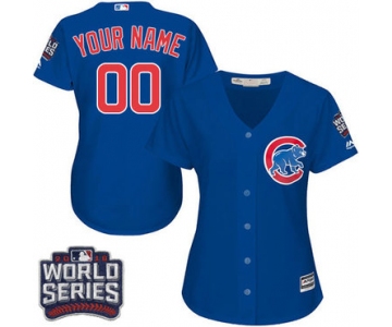 Women's Majestic Chicago Cubs Customized Authentic Royal Blue Alternate 2016 World Series Bound Cool Base MLB Jersey