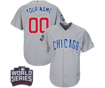 Youth Majestic Chicago Cubs Customized Authentic Grey Road 2016 World Series Bound Cool Base MLB Jersey