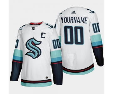 Seattle Kraken Custom Men's Adidas 2021-22 White Away Authentic Stitched NHL Jersey