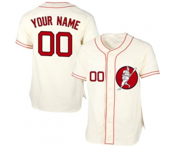 Red Sox Cream Men's Customized Cool Base New Design Jersey