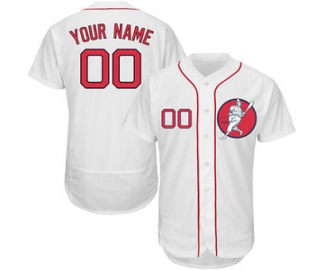 Red Sox White Men's Customized Flexbase New Design Jersey