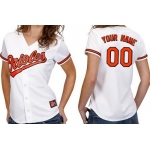 Women's Baltimore Orioles Customized White With Orange Jersey