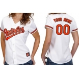 Women's Baltimore Orioles Customized White With Orange Jersey