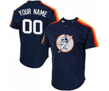 Astros Navy Men's Customized Throwback New Design Jersey