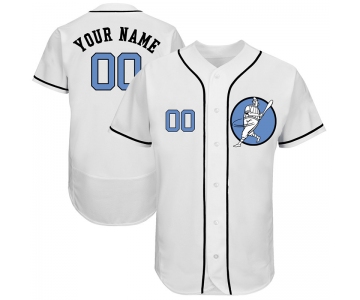 Astros White Men's Customized Blue Logo Flexbase New Design Jersey