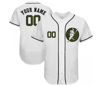 Astros White Men's Customized Green Logo Flexbase New Design Jersey