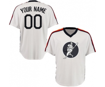 Astros White Men's Customized Throwback New Design Jersey