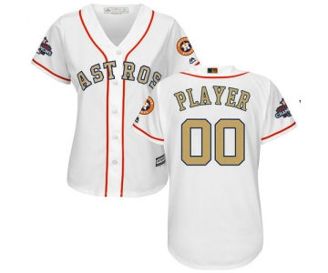 Women's Houston Astros Customized White 2018 Gold Program Cool Base Stitched Baseball jersey