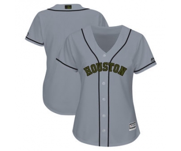 Women's Houston Astros Majestic Gray 2018 Memorial Day Cool Base Team Custom Jersey
