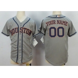 Youth Houston Astros Customized Gray Away 2015 MLB Cool Base Jersey