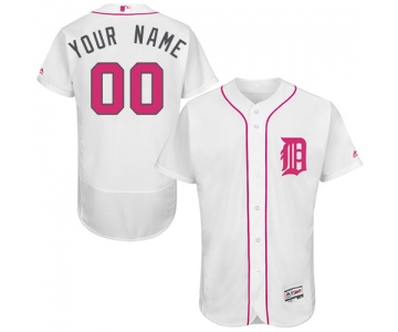 Mens Detroit Tigers 2016 Mothers Day Fashion White Customized Flexbase Majestic MLB Collection Jersey