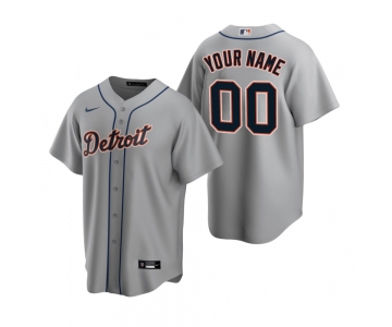 Men's Detroit Tigers Custom Nike Gray Stitched MLB Cool Base Road Jersey