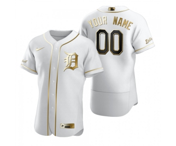 Men's Detroit Tigers Custom Nike White Stitched MLB Flex Base Golden Edition Jersey