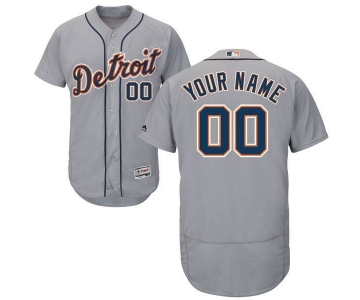Mens Detroit Tigers Grey Customized Flexbase Majestic MLB Collection Jersey