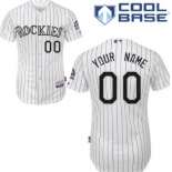 Men's Colorado Rockies Customized White Pinstripe Jersey