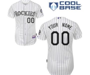 Men's Colorado Rockies Customized White Pinstripe Jersey