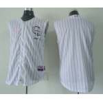Men's Colorado Rockies Customized White Pinstripe Vest Jersey