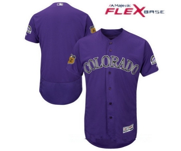 Men's Colorado Rockies Majestic Purple 2017 Spring Training Authentic Flex Base Stitched MLB Custom Jersey
