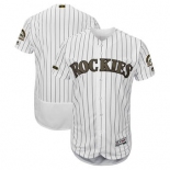 Men's Colorado Rockies Majestic White 2018 Memorial Day Authentic Collection Flex Base Team Custom Jersey