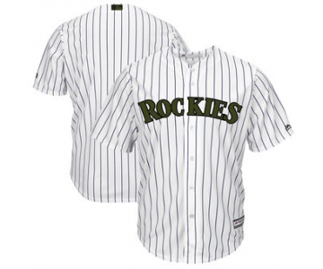Men's Colorado Rockies Majestic White 2018 Memorial Day Cool Base Team Custom Jersey