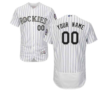 Mens Colorado Rockies White Customized Flexbase Majestic MLB Collection Jersey