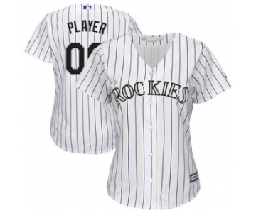 Women's Colorado Rockies Majestic White Home Cool Base Custom Jersey