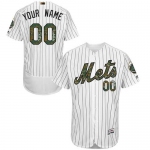 Mens New York Mets 2016 Memorial Day Fashion White Customized Flexbase Majestic MLB Collection Jersey