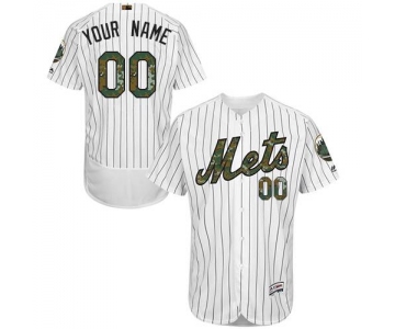 Mens New York Mets 2016 Memorial Day Fashion White Customized Flexbase Majestic MLB Collection Jersey