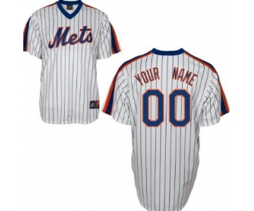 Men's New York Mets Customized White Pinstripe Throwback Jersey