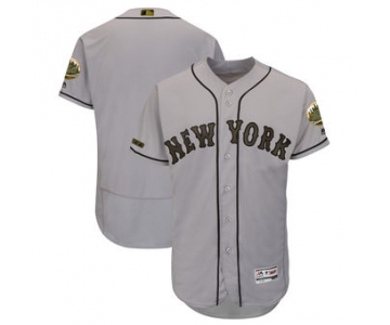 Men's New York Mets Majestic Gray 2018 Memorial Day Authentic Collection Flex Base Team Custom Jersey