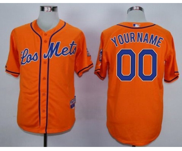 Youth New York Mets Customized Los Orange MLB Cool Base Jersey