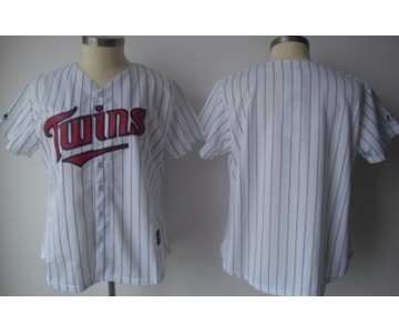 Men's Minnesota Twins Customized White Pinstripe With Blue Jersey