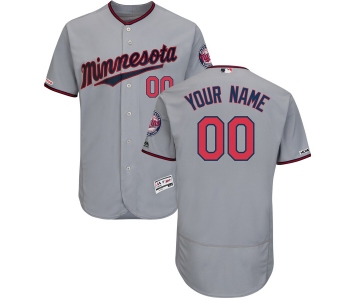 Men's Minnesota Twins Majestic Gray Road Flex Base Authentic Collection Custom Jersey