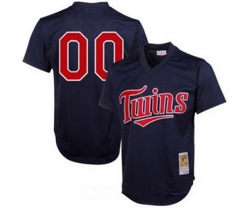 Men's Minnesota Twins Navy Blue 1996 Mesh Batting Practice Throwback Majestic Cooperstown Collection Custom Baseball Jersey