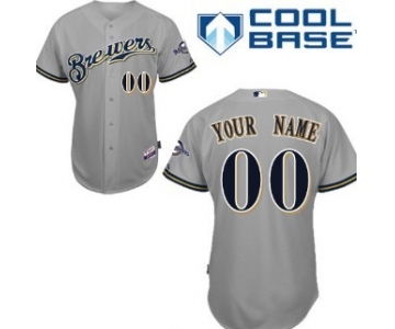 Kids' Milwaukee Brewers Customized Gray Jersey