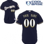 Kids' Milwaukee Brewers Customized Navy Blue Jersey