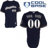 Kids' Milwaukee Brewers Customized Navy Blue With Milwaukee Jersey