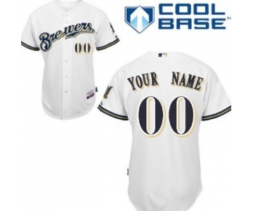 Kids' Milwaukee Brewers Customized White Jersey