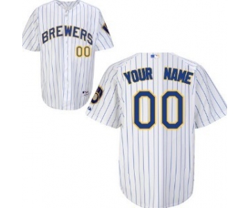 Kids' Milwaukee Brewers Customized White Pinstripe Jersey