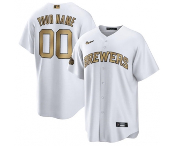 Men's Milwaukee Brewers Active Player Custom White 2022 All-Star Cool Base Stitched Baseball Jersey