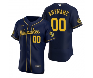 Men's Milwaukee Brewers Custom Nike Navy Stitched MLB Flex Base Jersey